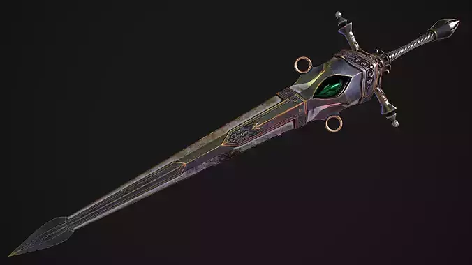 Fantasy Sword 26 With Scabbard 3D Model Low-poly 3D model