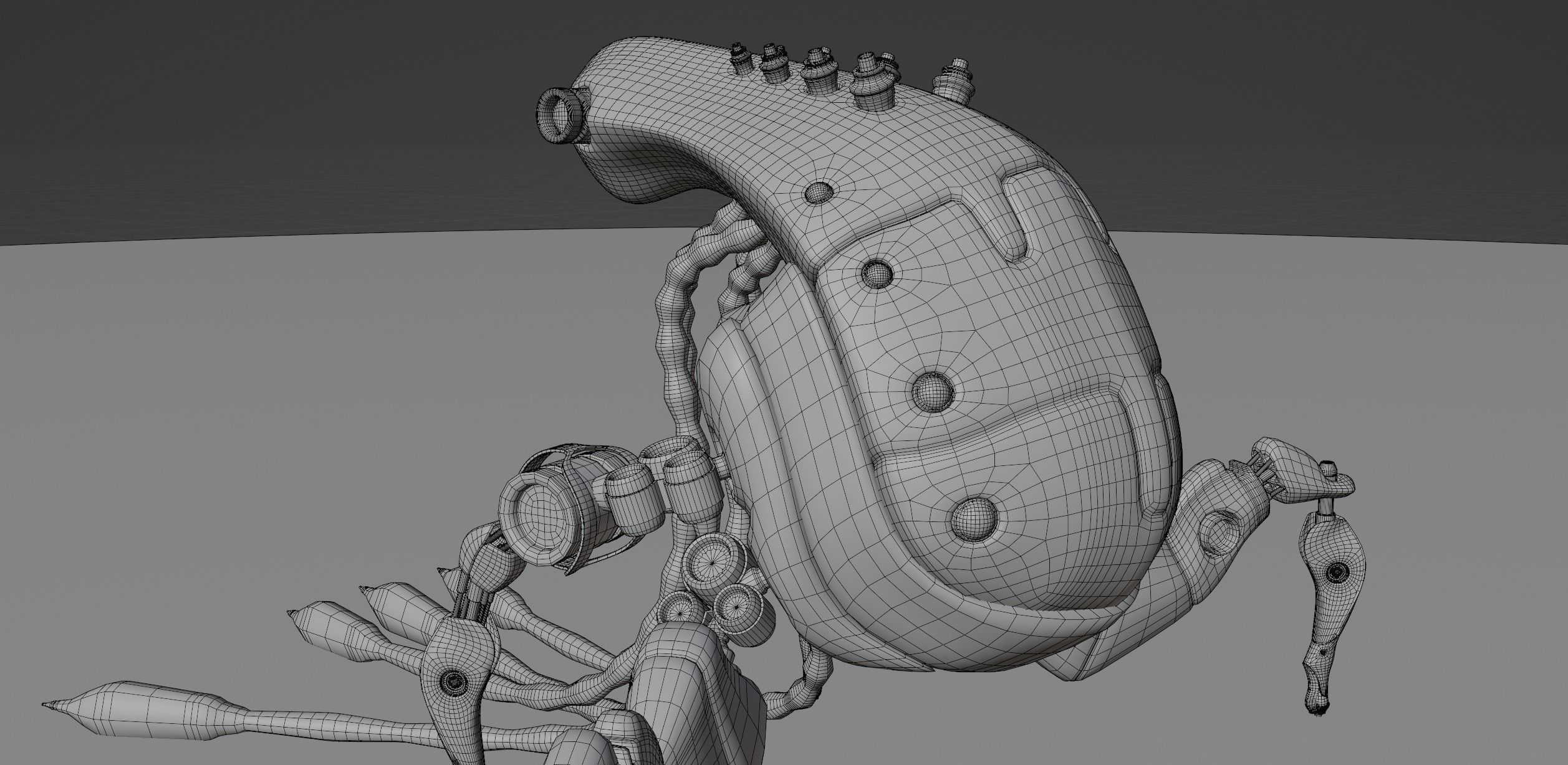 Model sci fi droid Low-poly 3D model_8