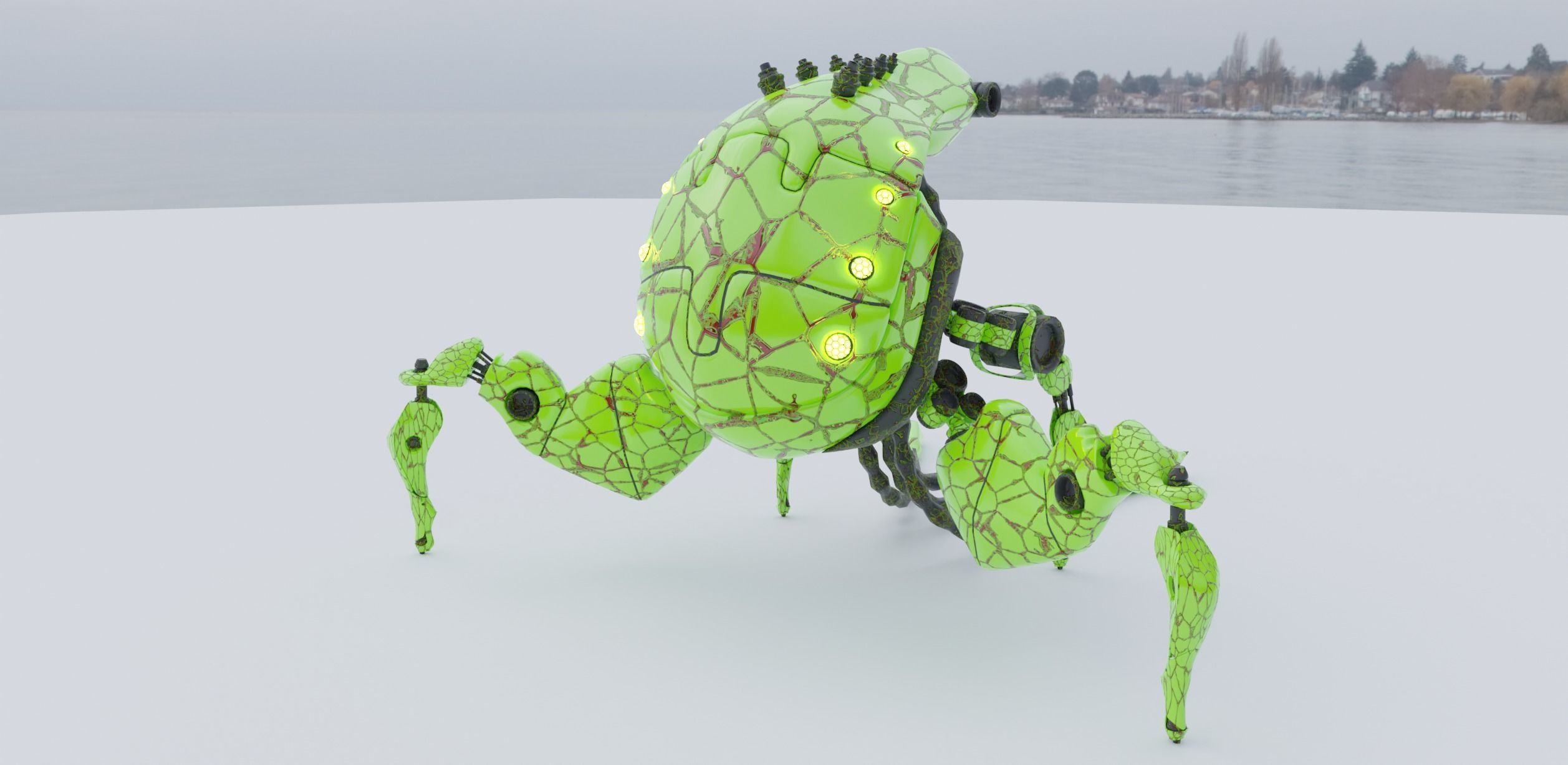 Model sci fi droid Low-poly 3D model_5