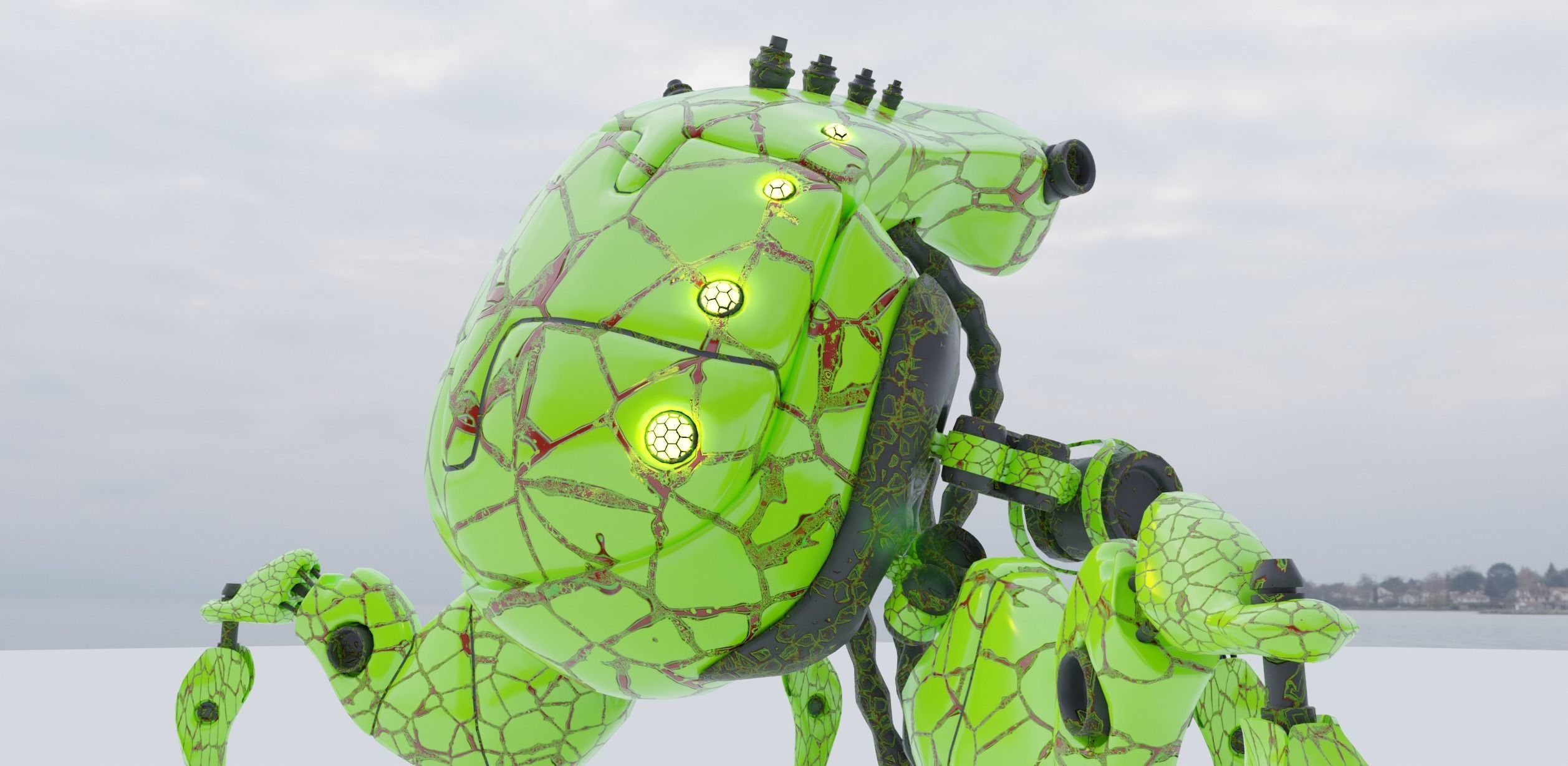 Model sci fi droid Low-poly 3D model_6