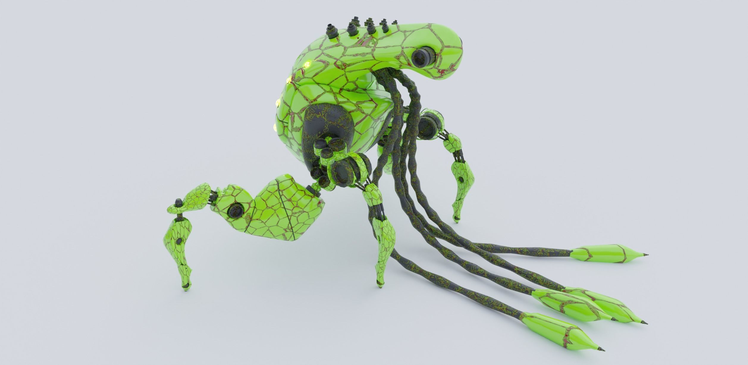 Model sci fi droid Low-poly 3D model_4