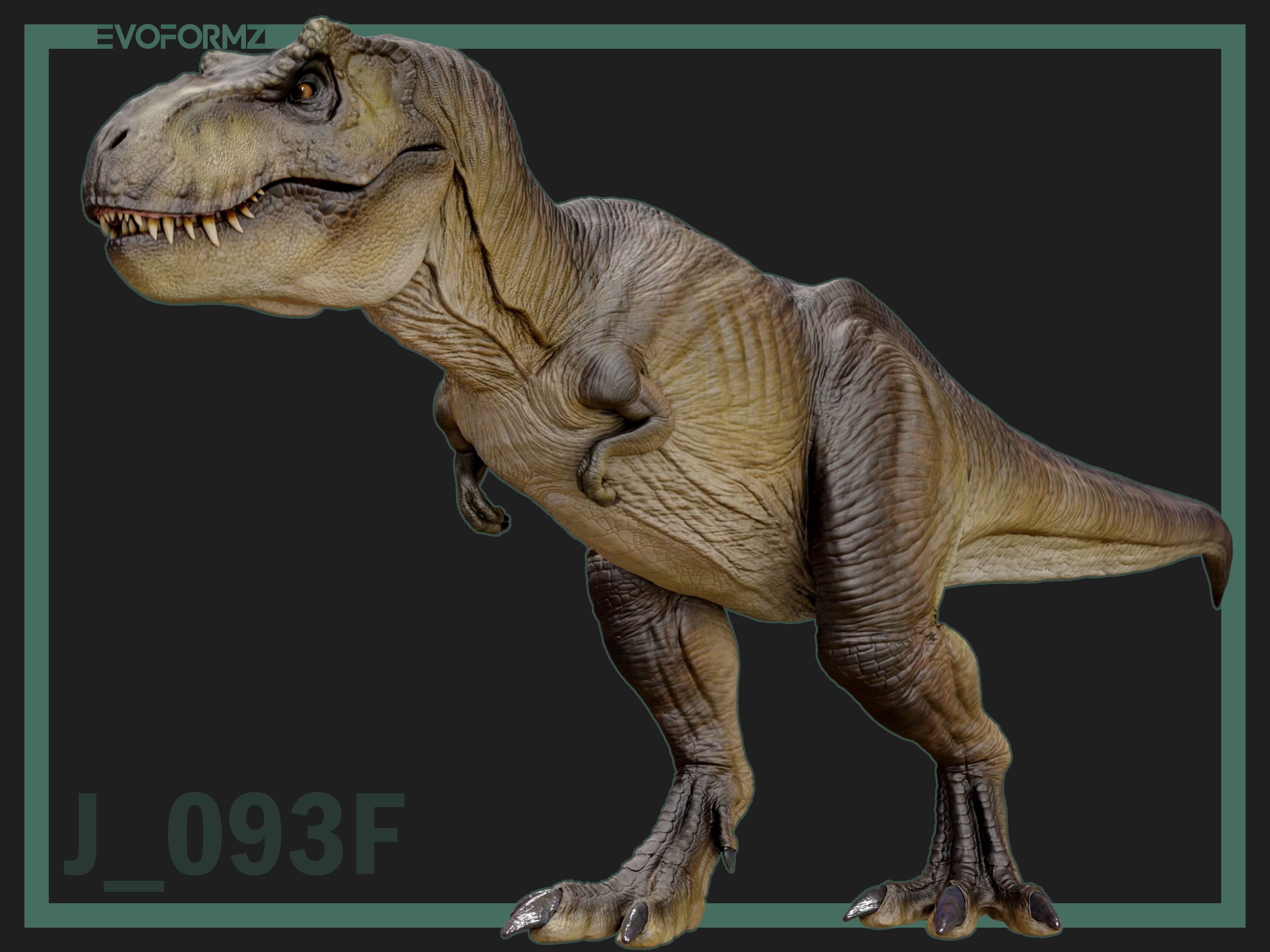Tyrannosaurus Rex Jurassic Park High Poly 3D Model Blender Low-poly 3D model_2