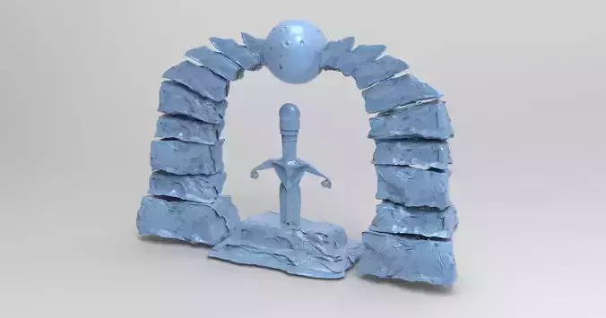 Alien Asteroid Archway with sword in stone