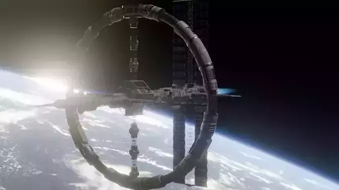 A spaceship  space station