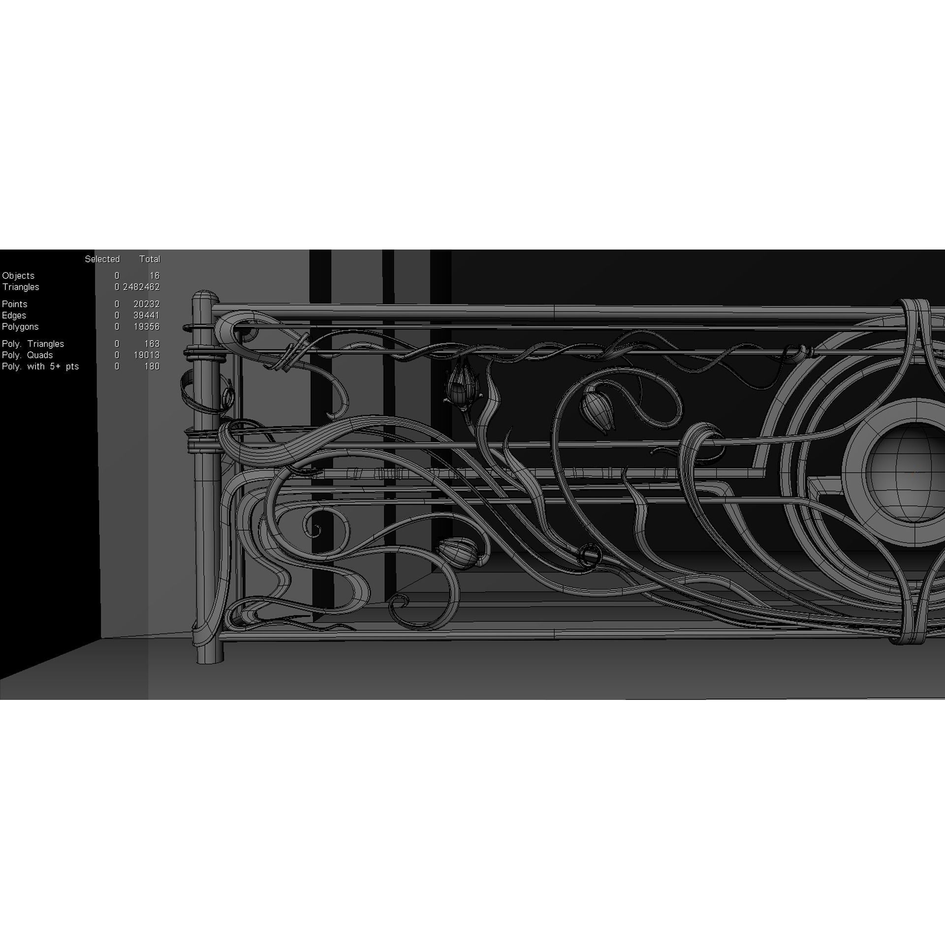 wrought iron balcony railing 3D model_1