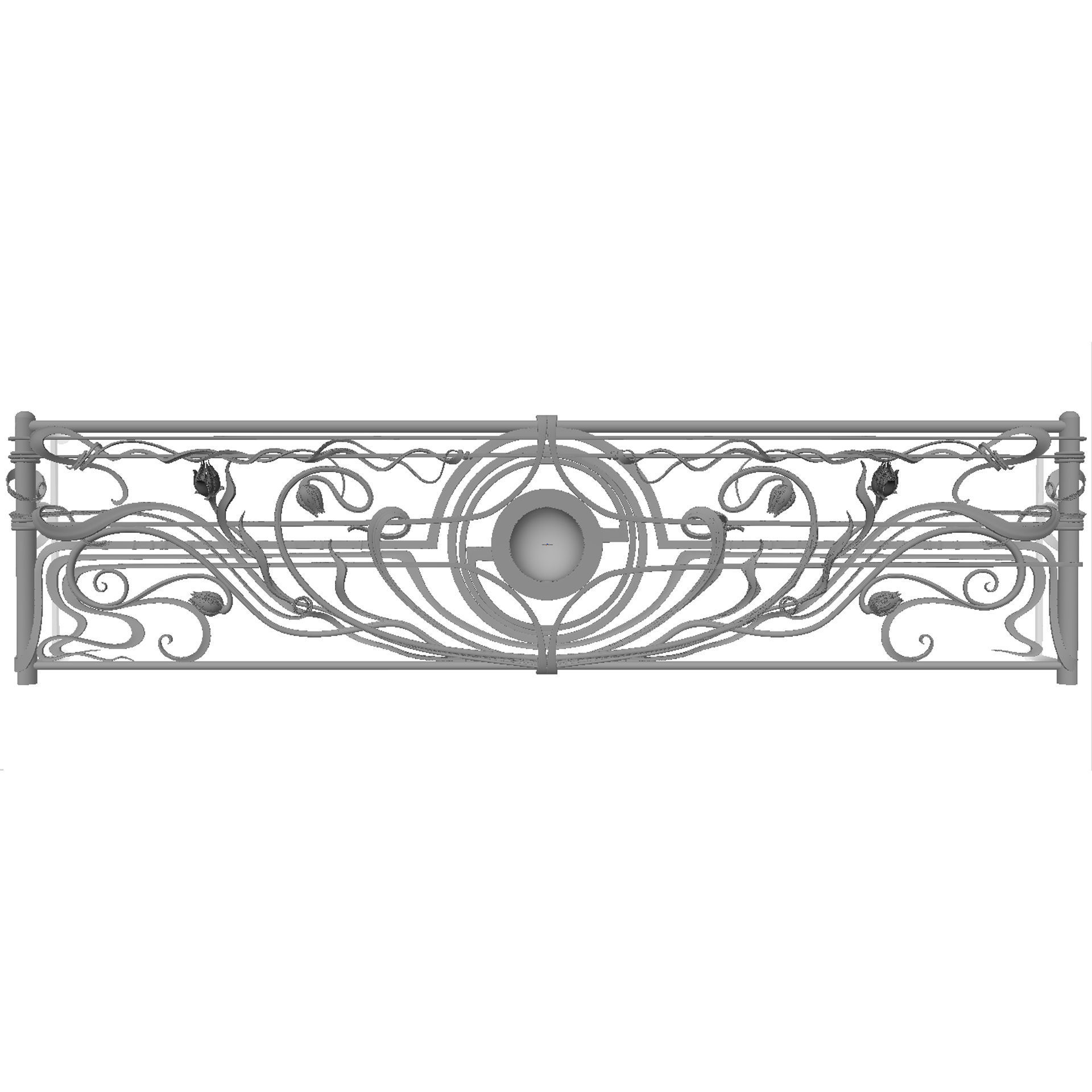 wrought iron balcony railing 3D model_3