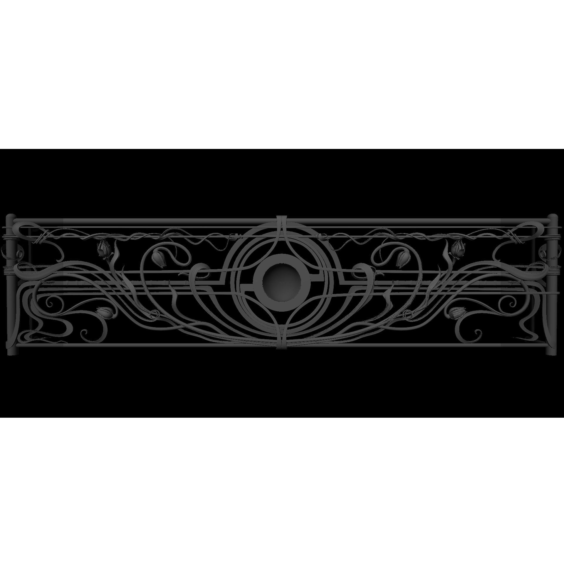 wrought iron balcony railing 3D model_4