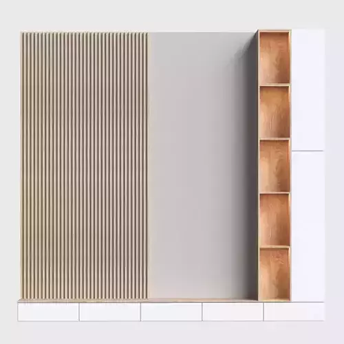 TV Unit with Wooden Slats