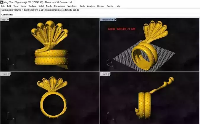 SNAKE RING GOLD SILVER 21 GM NAGU SESHU 