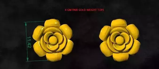 FOWER TOPS GOLD SILVER EAR RINGS 3D print model