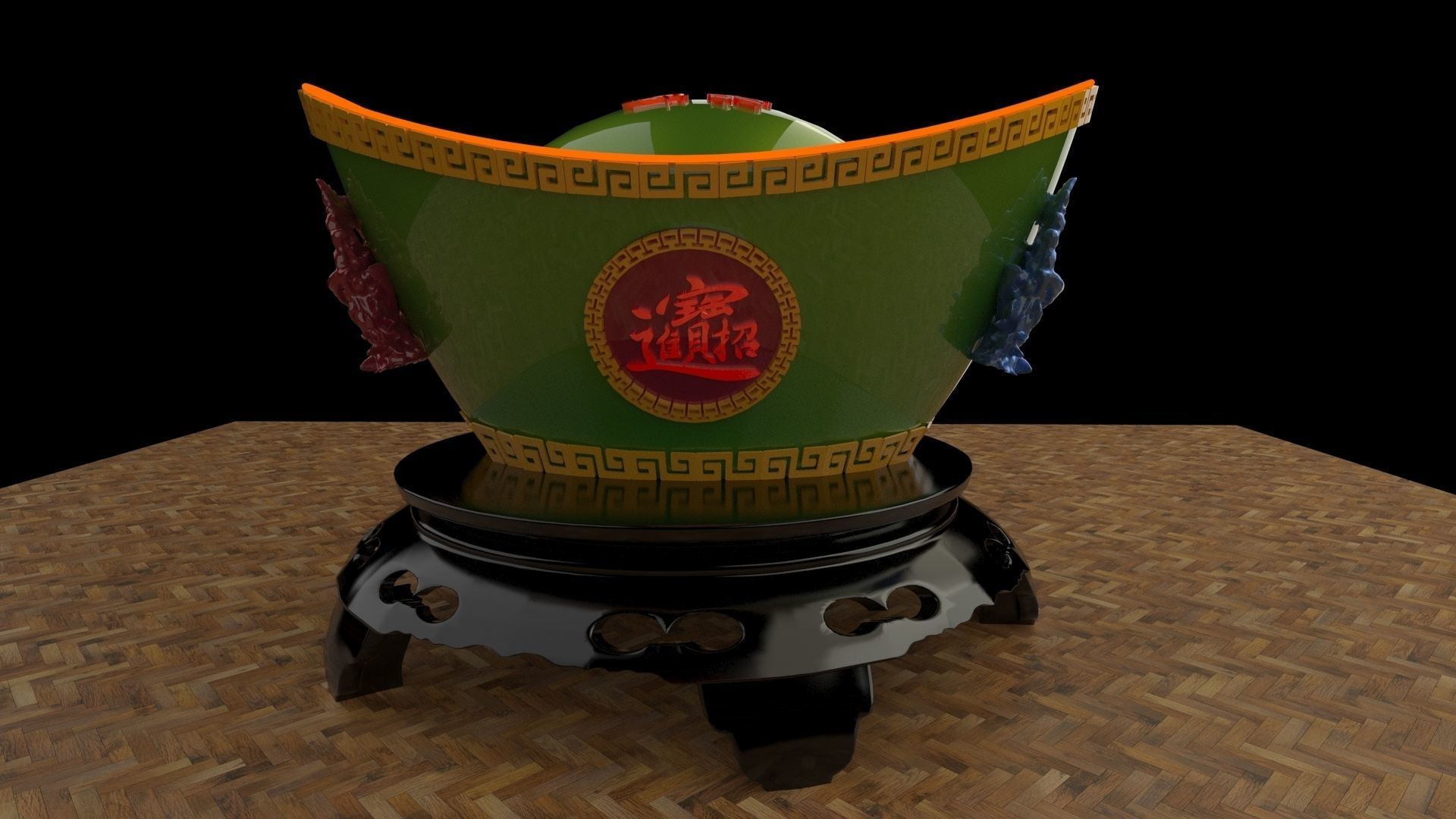 Chinese gold Ingot 3D model_1