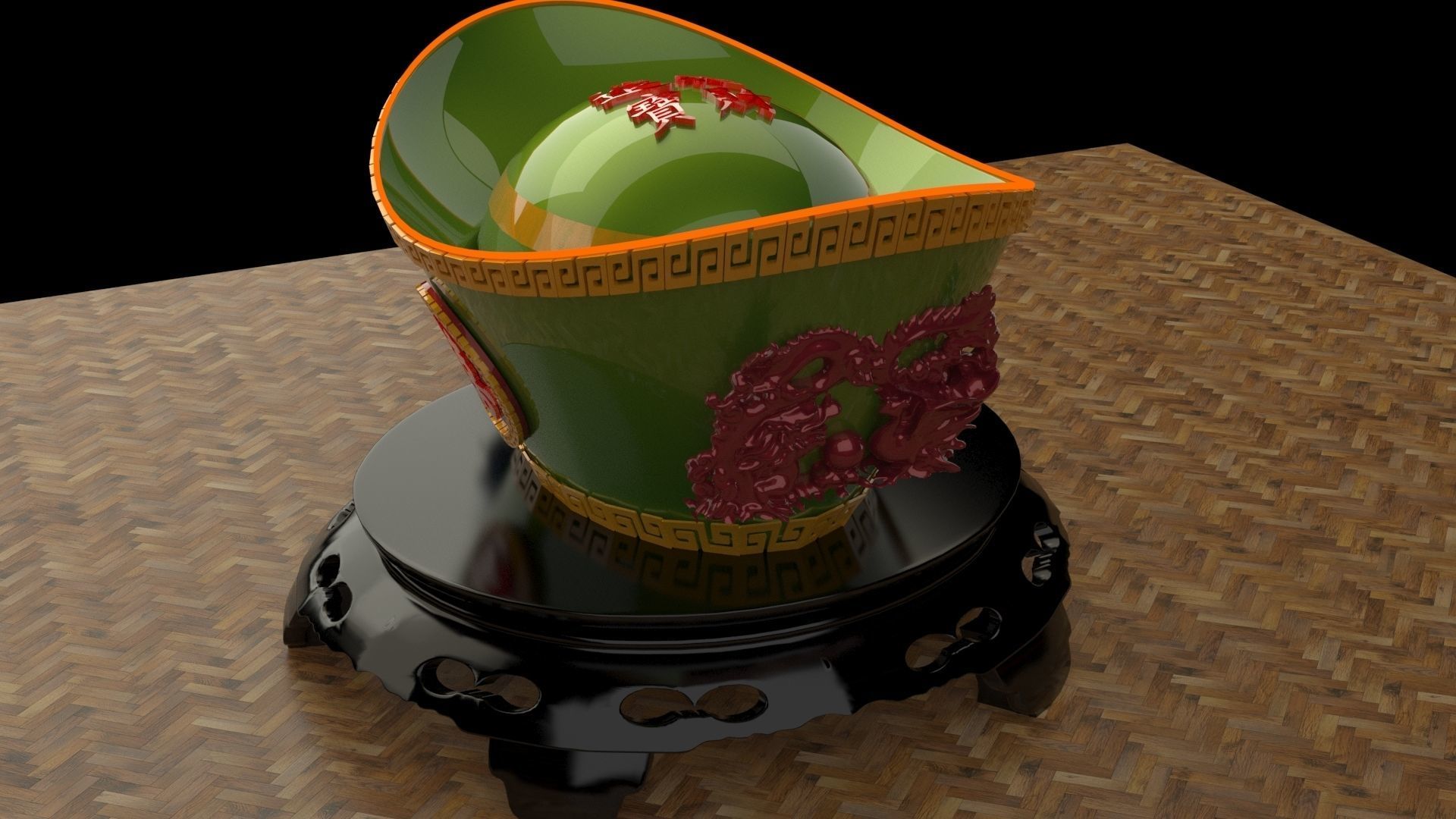 Chinese gold Ingot 3D model_3