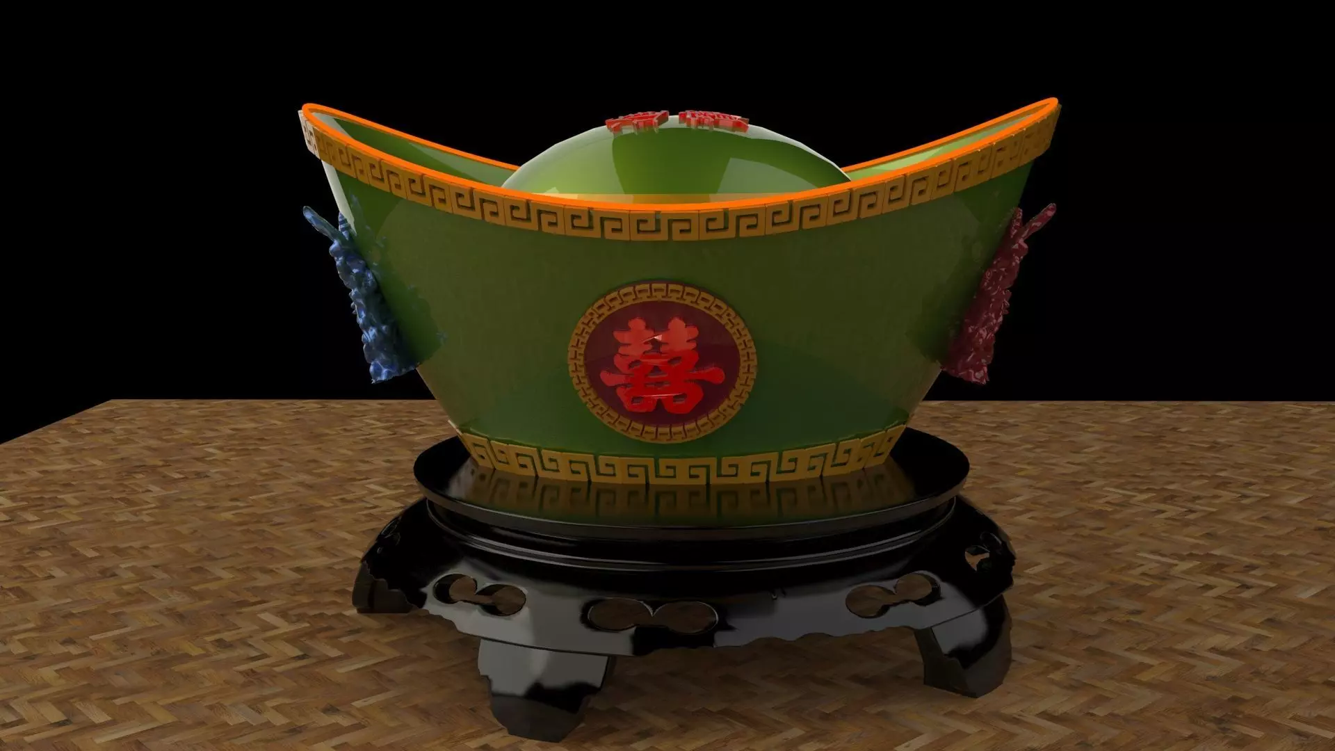 Chinese gold Ingot 3D model_0