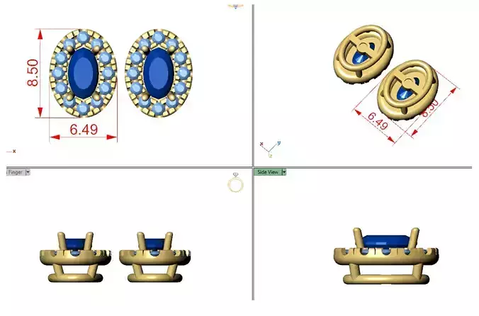 Stud Diamond Earring Oval halo earring