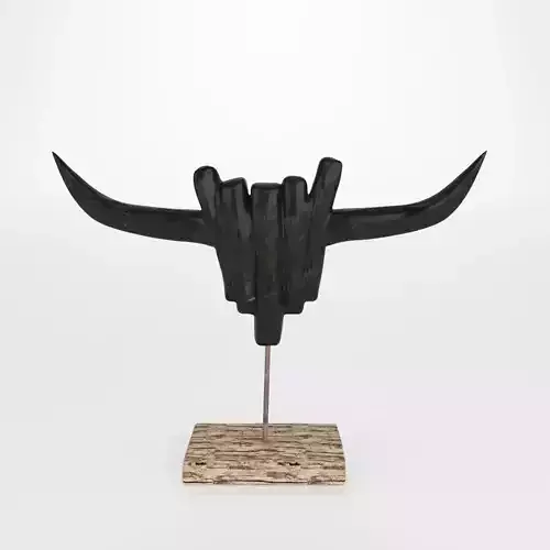 Bull horn statuettee for decoration 3D model
