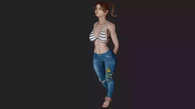 Teenage girl with pigtails 3D model