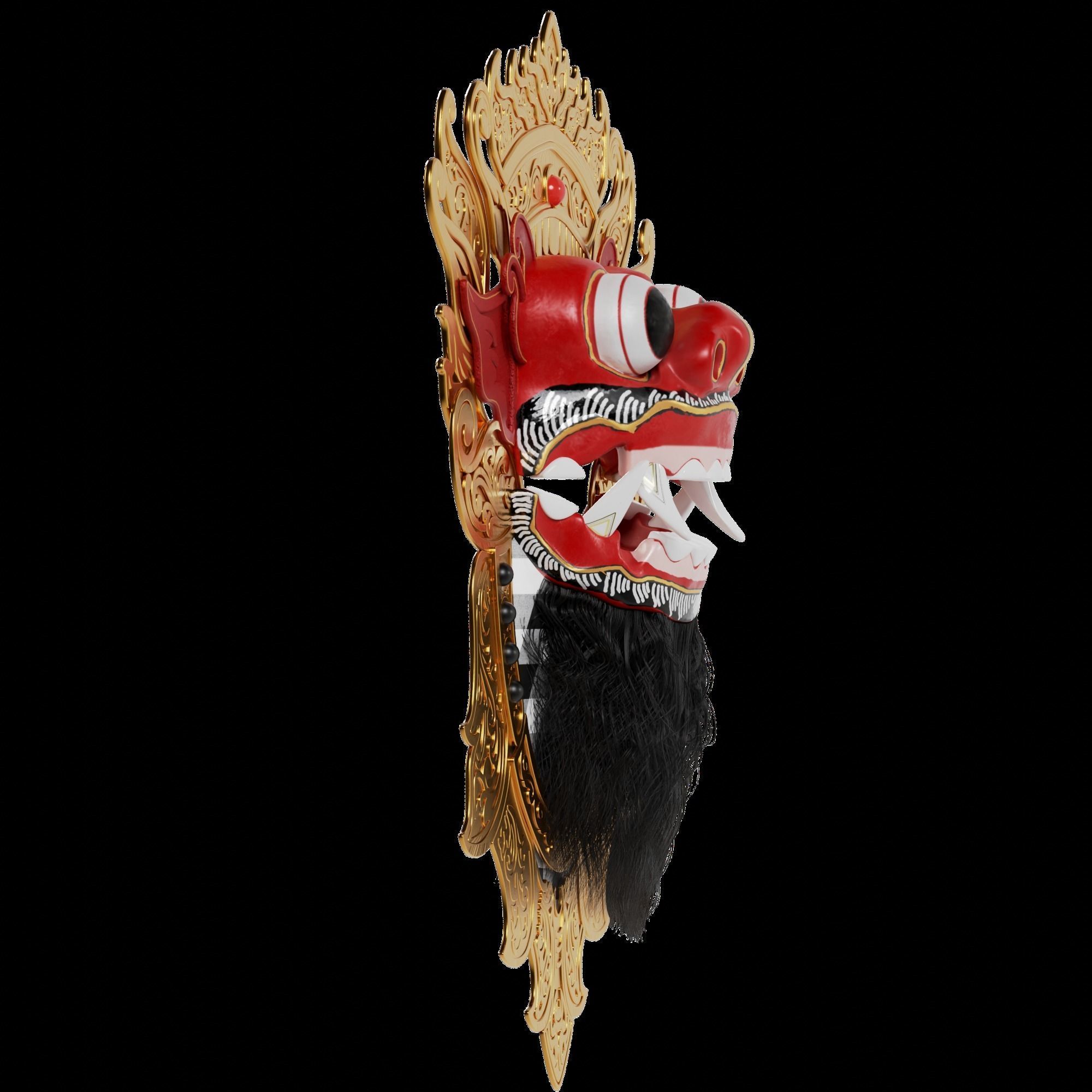Barong Bali Mask 3D model_3