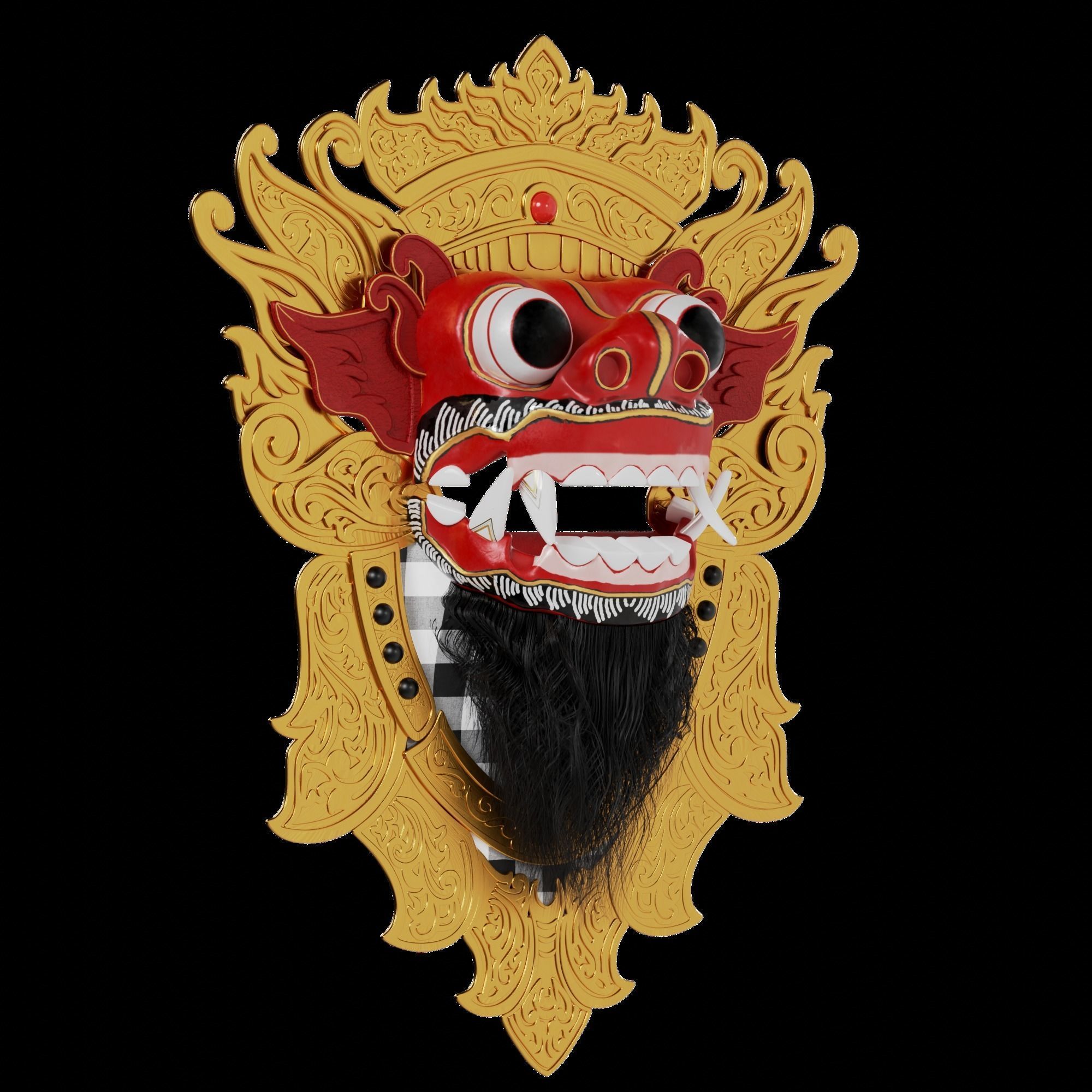 Barong Bali Mask 3D model_4