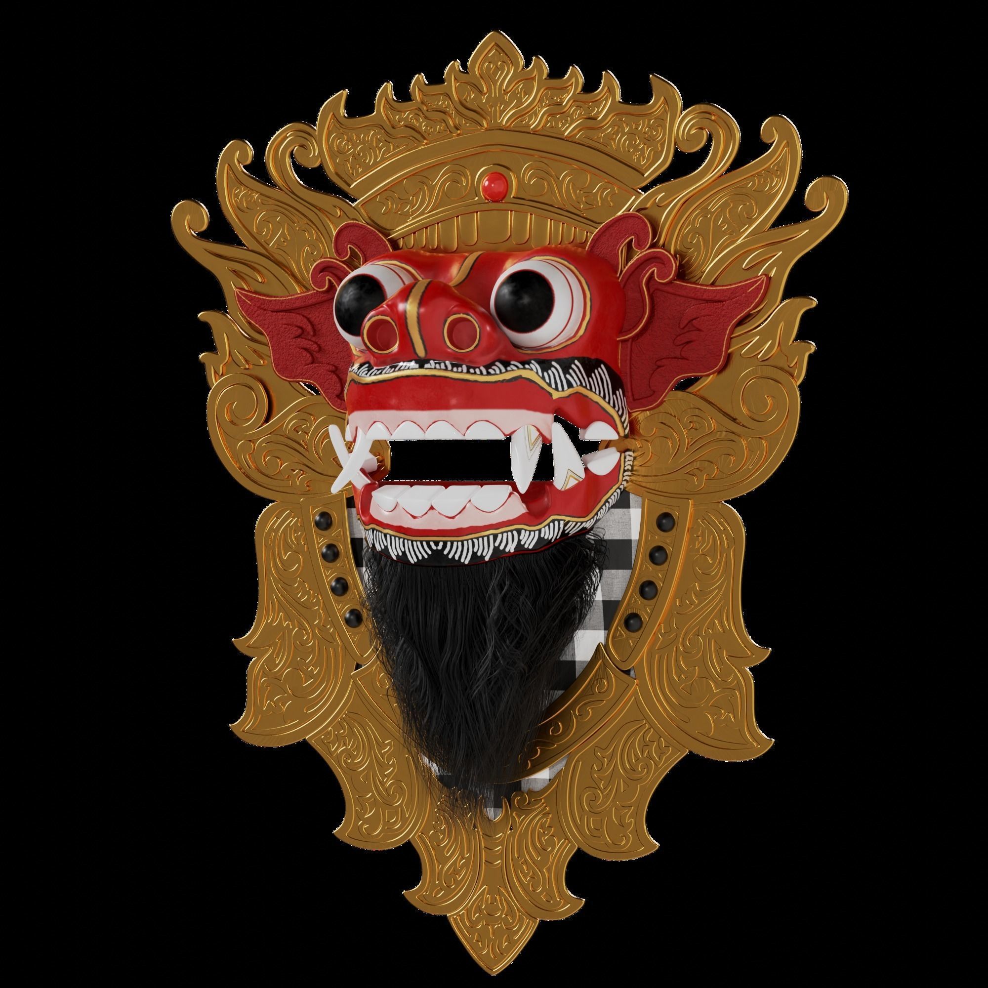 Barong Bali Mask 3D model_1