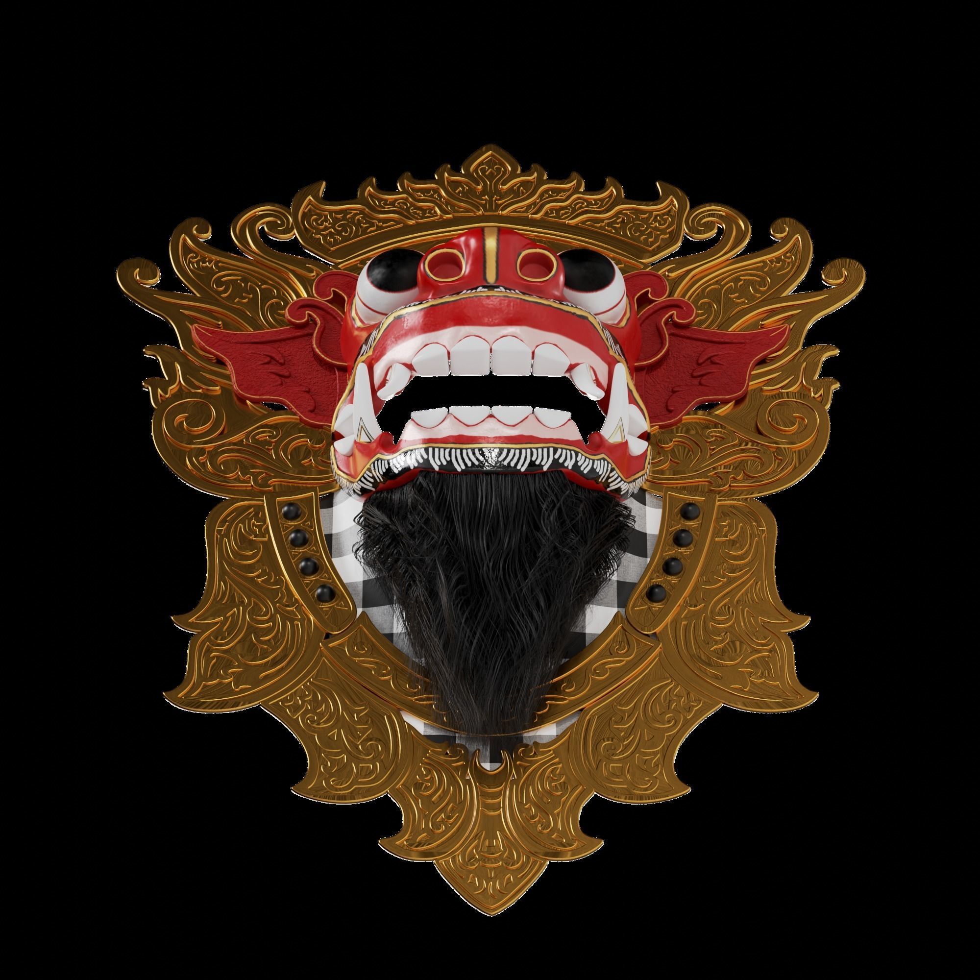 Barong Bali Mask 3D model_2
