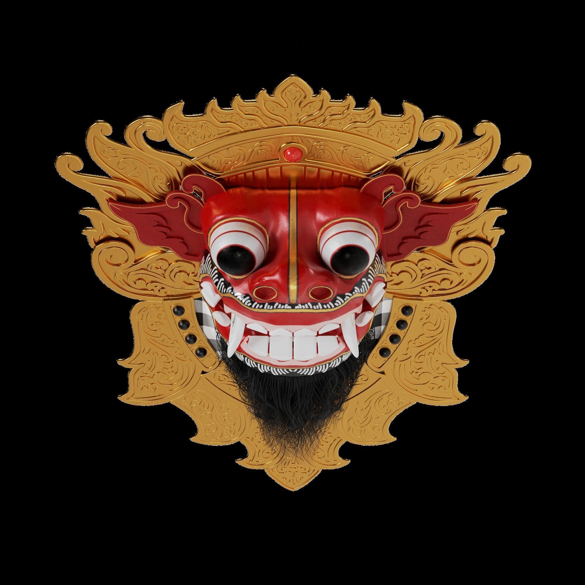 Barong Bali Mask 3D model_5