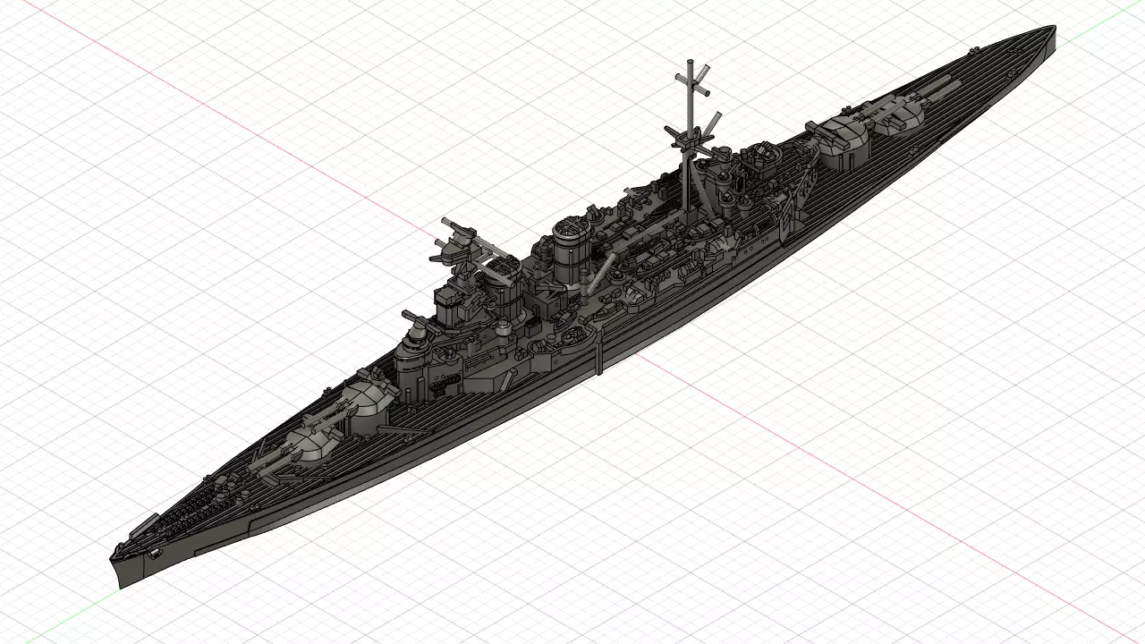 HMS HOOD for micro scale printing 3D print model_0