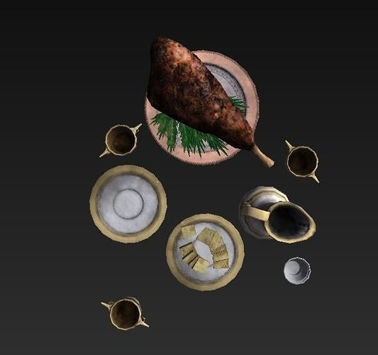 Roman Food Rich Bundle Low-poly 3D model 4