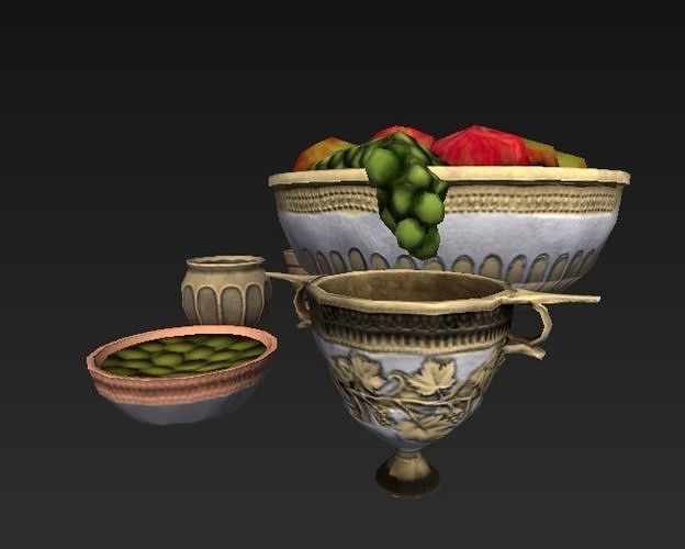 Roman Food Rich Bundle Low-poly 3D model 7