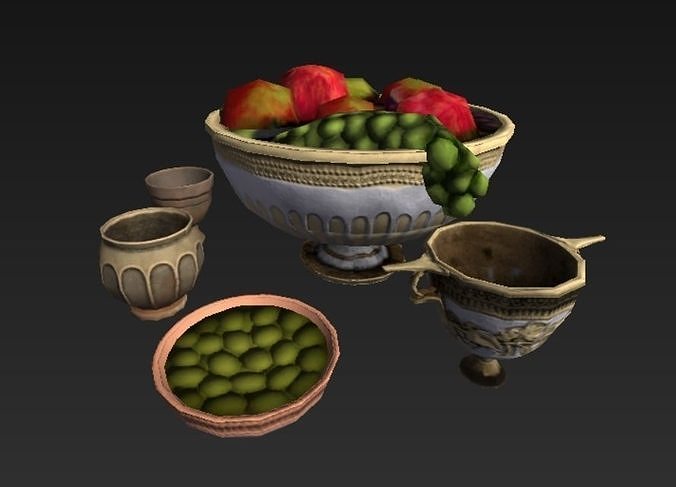 Roman Food Rich Bundle Low-poly 3D model 5
