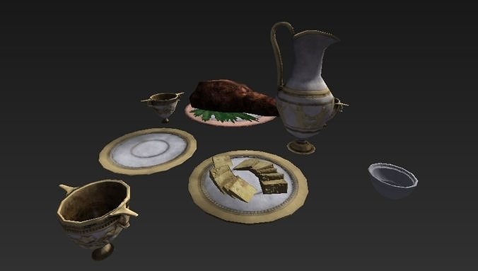 Roman Food Rich Bundle Low-poly 3D model 3