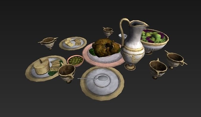 Roman Food Rich Bundle Low-poly 3D model 2