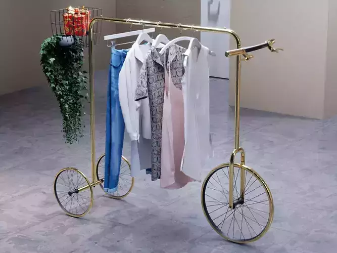Boutique Store Bicycle Basket Clothes Rack