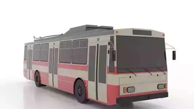 Trolleybus Skoda-14Tr Low Low-poly 3D model