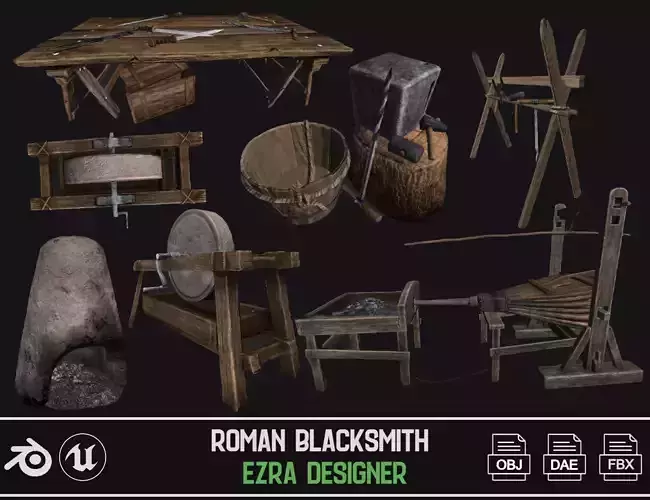 Roman Blacksmith Low-poly 3D model