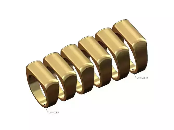 Rectangular domed signet ring US sizes 6to11
