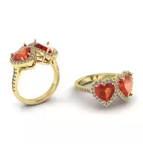 Ring with stones in the form of a heart N01307