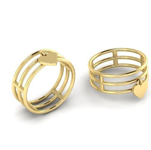 Ring with a heart N01293 3D print model_2