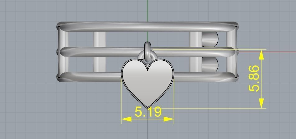 Ring with a heart N01293 3D print model_6