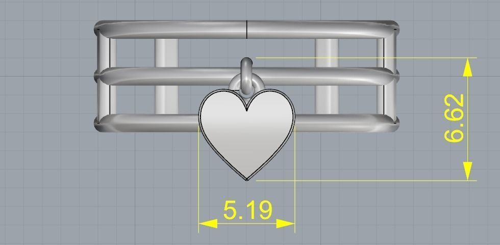 Ring with a heart N01291 3D print model_6