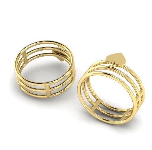 Ring with a heart N01291 3D print model_3