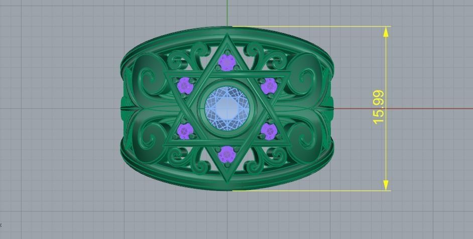 Ring with star and patterns N01287 3D print model_5