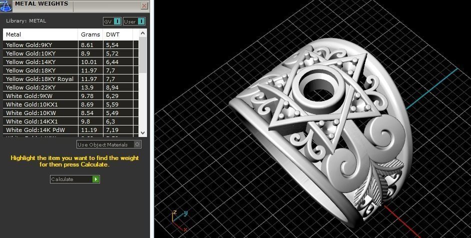 Ring with star and patterns N01287 3D print model_7