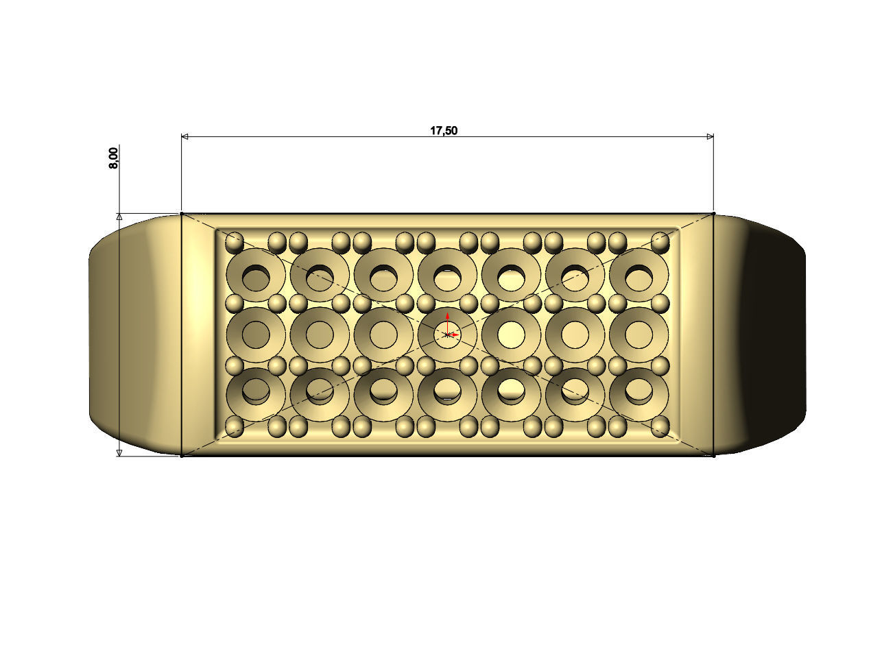 Diamond iced rectangular domed signet ring US sizes 7to11 3D print model_9