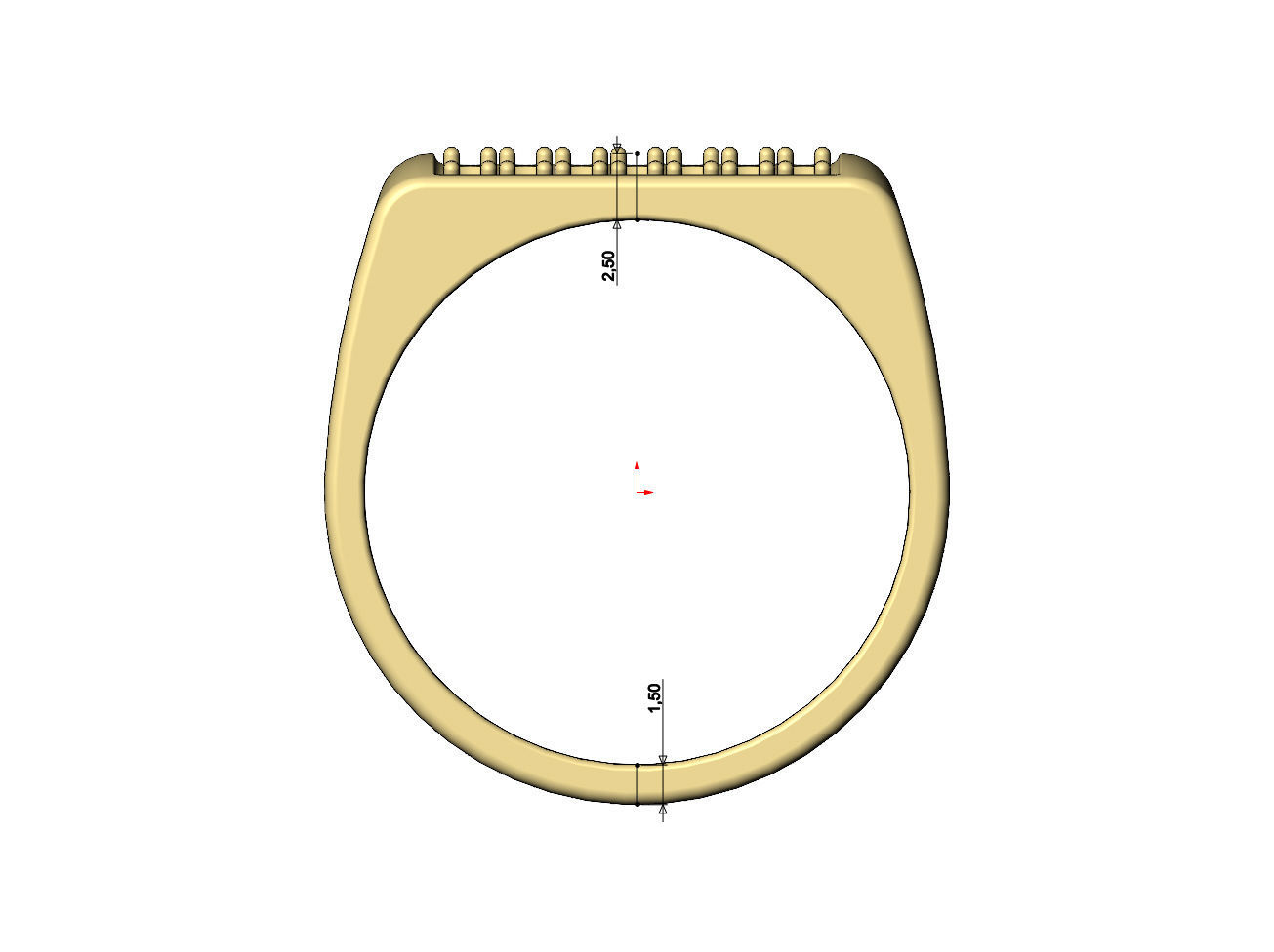 Diamond iced rectangular domed signet ring US sizes 7to11 3D print model_8