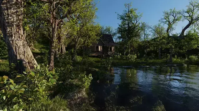 Abandoned cabin Scene 3D model