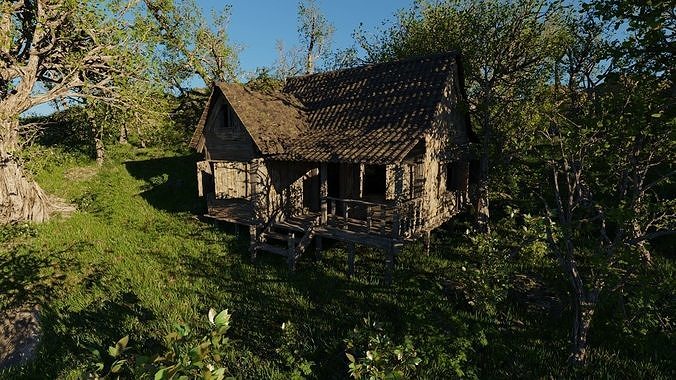Abandoned cabin Scene 3D model 3