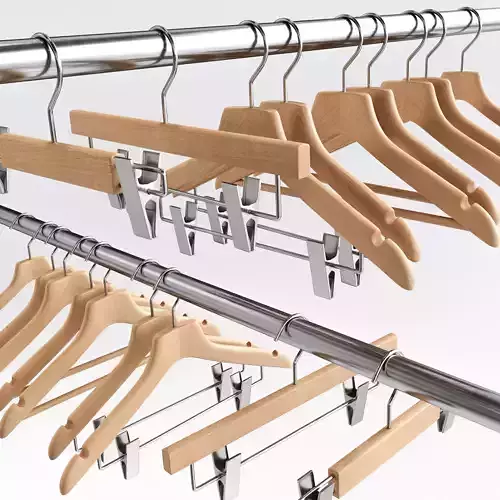 Wooden Clothes Hangers Collection Low-poly 3D model