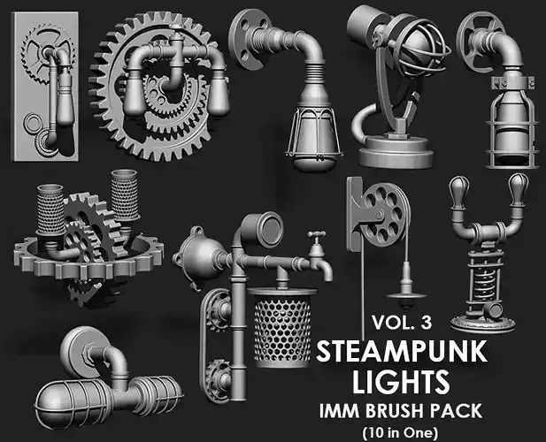 Steampunk Lights IMM Brush Pack 10 in One Vol 3