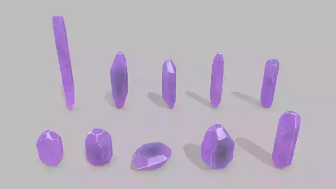 crystal set Low-poly 3D model