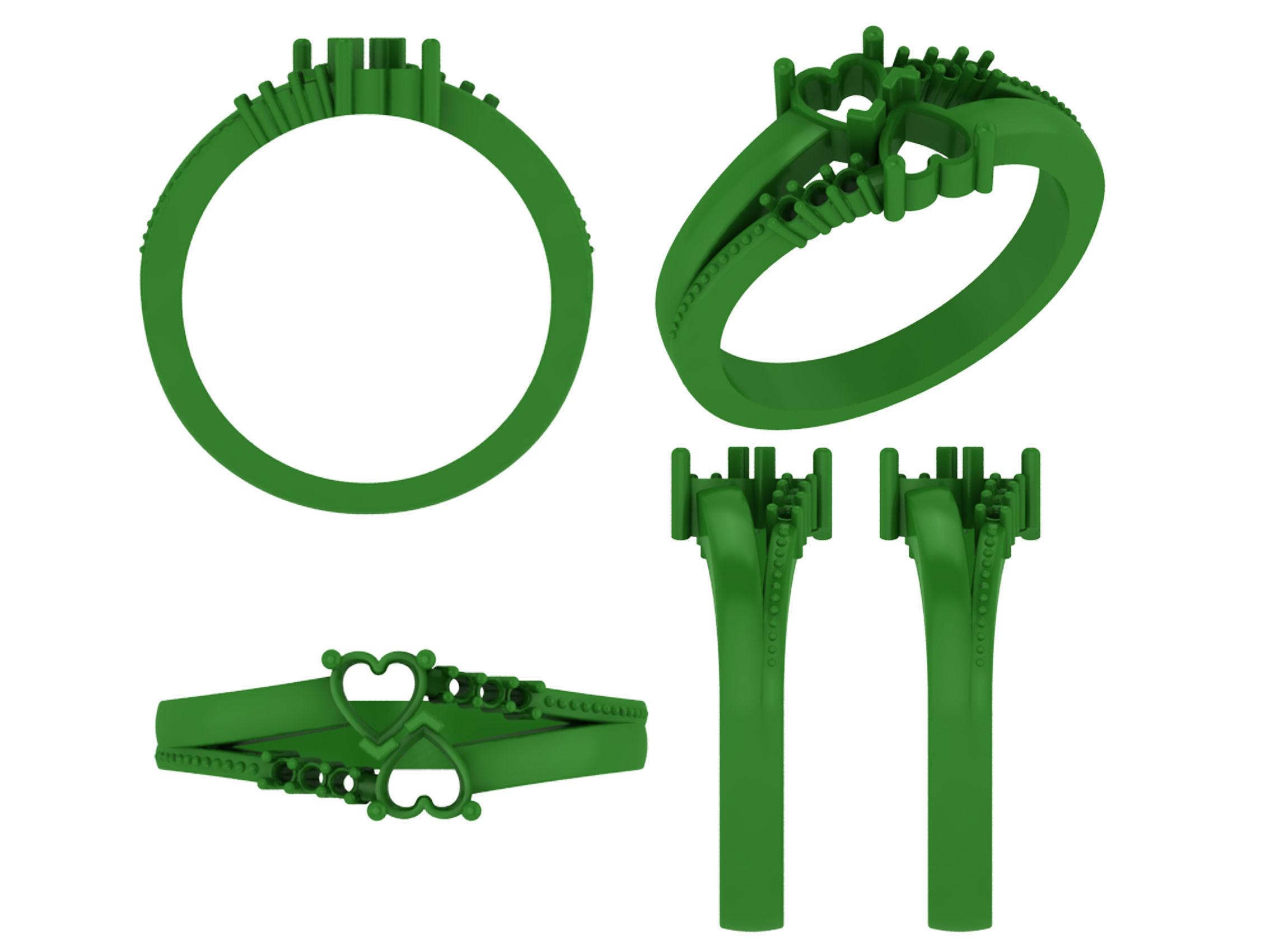 Personalized Two Stone Mothers Ring Set Sizes 5 to 12 3D print model_4